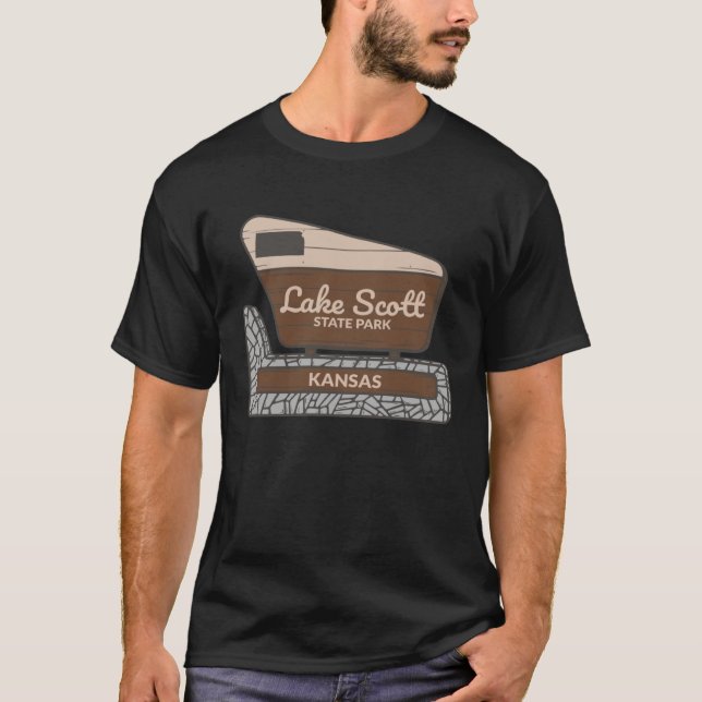 Camiseta Sinal de boas-vindas do Lago Scott State Park Kans (Frente)