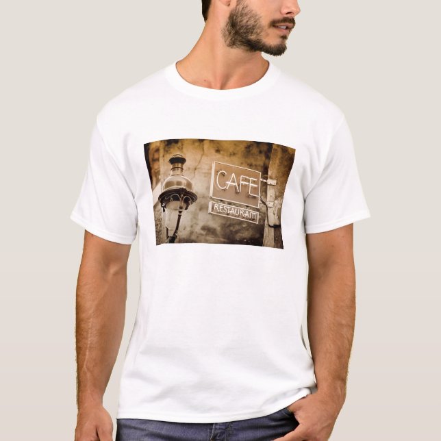 Camiseta Sinal de café em sépia, Paris, França (Frente)