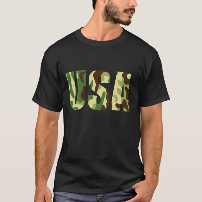 Camiseta Sinal de camuflagem khaki nos EUA (Frente)