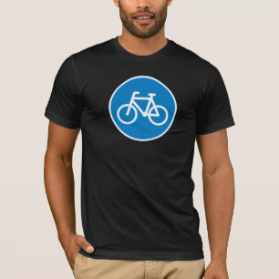 Camiseta Sinal de Ciclovia Azul Símbolo de Estrada de Cicli