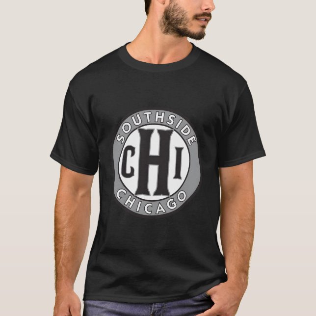 Camiseta Sinal de Círculo Chi Negro E Cinza Do Sul De Chica (Frente)