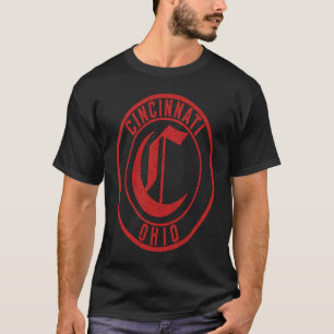 Camiseta Sinal de Círculo de Cincinnati Ohio Envelhecido Im