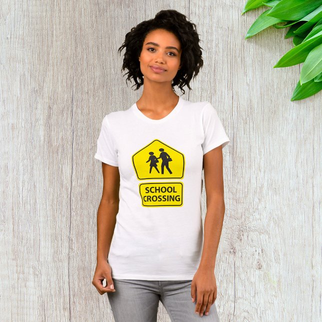 Camiseta Sinal de Cruzamento Escolar Mulher-Camisa-T (Criador carregado)