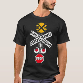 Camiseta Sinal De Cruzamento Funny Railroad Para Homens Leg