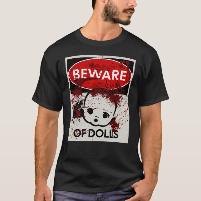 Camiseta Sinal de cuidado com bonecas (Frente)