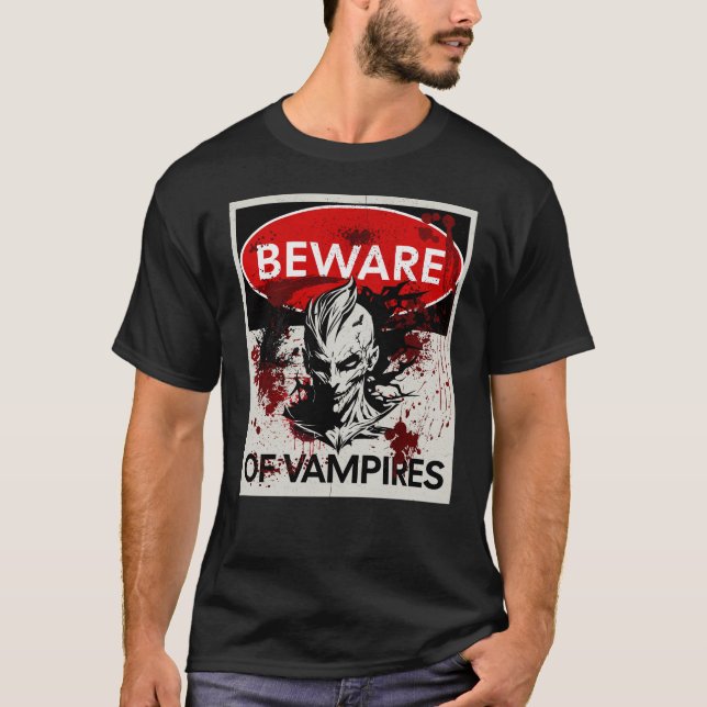 Camiseta Sinal de cuidado com os vampiros (Frente)