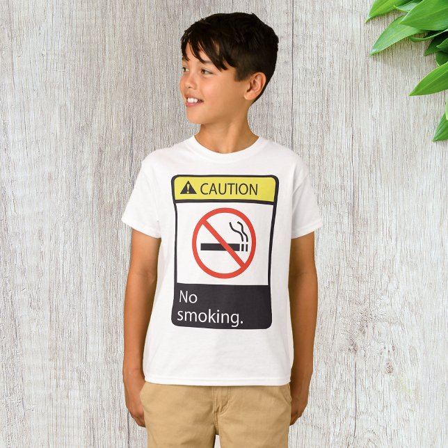 Camiseta Sinal de Cuidado Proibido Fumar (Criador carregado)