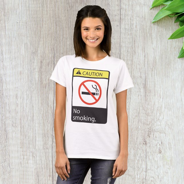 Camiseta Sinal de Cuidado Proibido Fumar (Criador carregado)