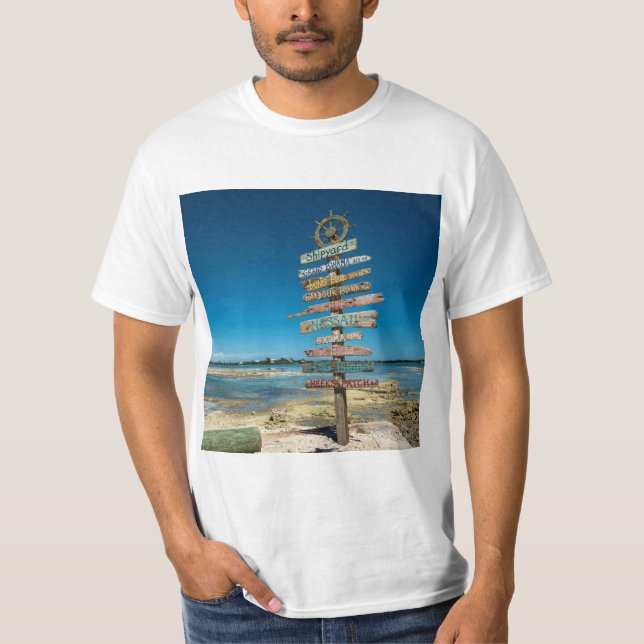 Camiseta sinal de direção de Caribe de ilhas (Frente)