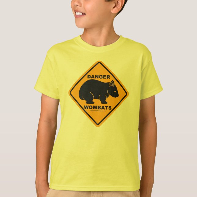 Camiseta Sinal de estrada do perigo de Wombat (Frente)