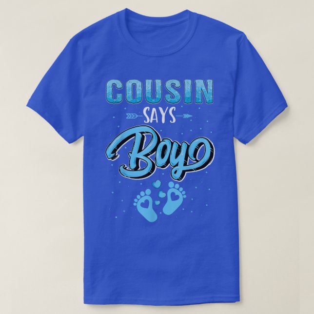 Camiseta Sinal de gênero Primo diz Garoto bebê corresponden (Frente do Design)