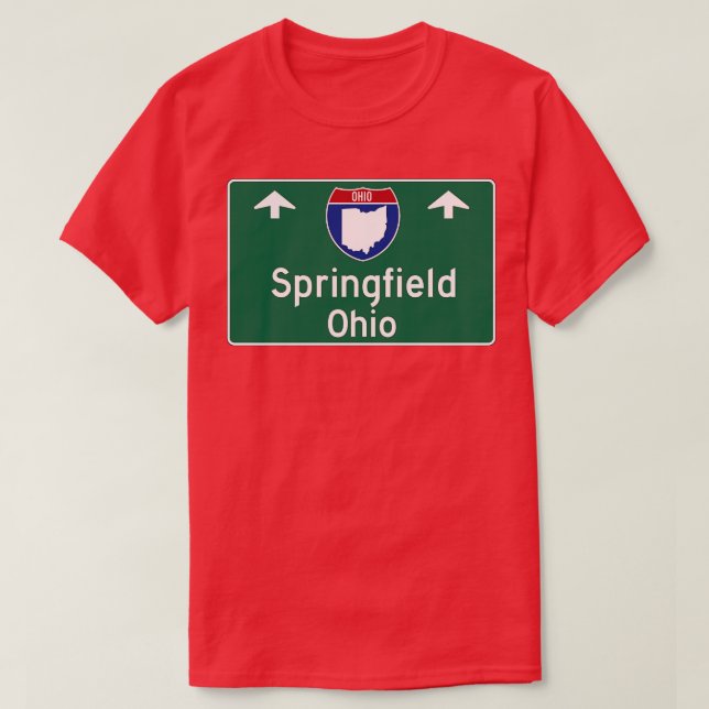 Camiseta Sinal de Guia da Estrada de Springfield Ohio (Frente do Design)