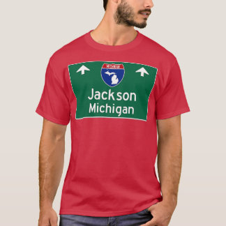 Camiseta Sinal de Guia Rodoviário de Jackson Michigan