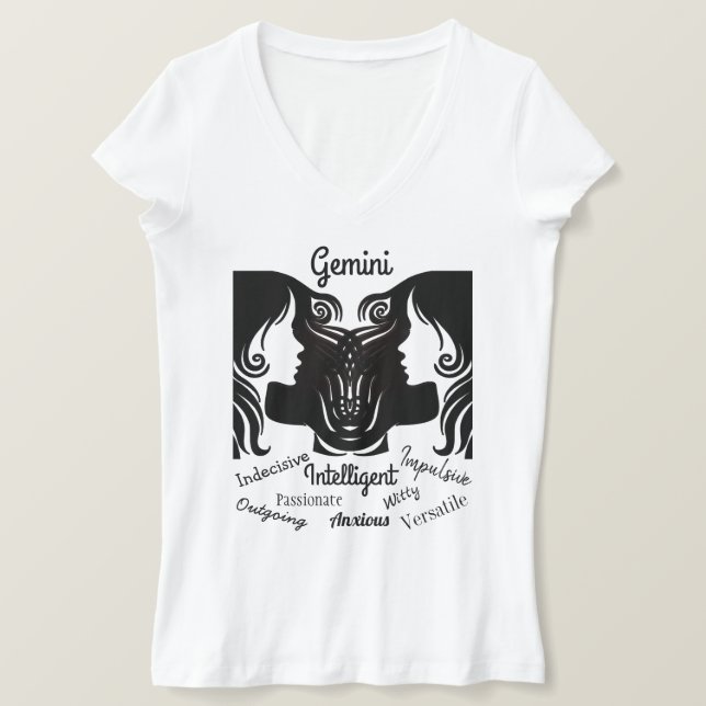 Camiseta Sinal de Horoscópio Gemini Traça Gêmeos (Frente do Design)
