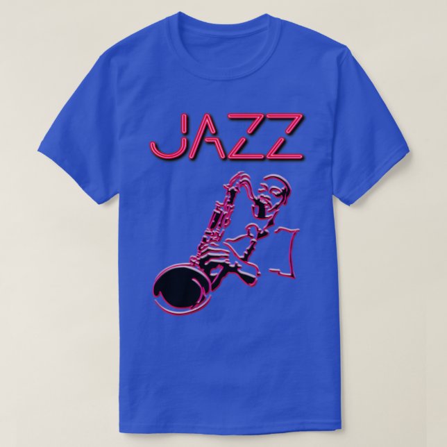 Camiseta Sinal de Jazz Neon com Sax Player (Frente do Design)