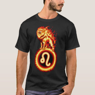 Camiseta Sinal de Leão de Fogo Leo Zodiac