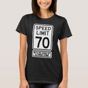 Camiseta Sinal de Limite de Velocidade de Aniversário de 70