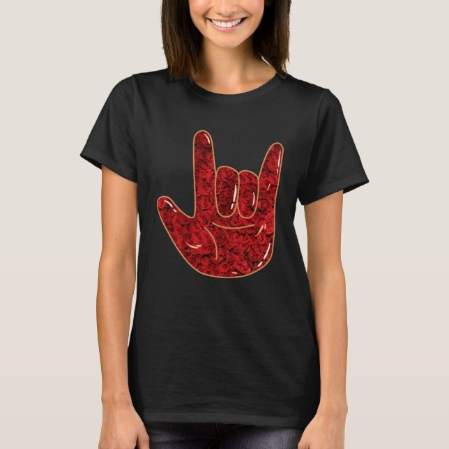 Camiseta Sinal de linguagem ASL Eu te amo Sinal de Mão (Frente)