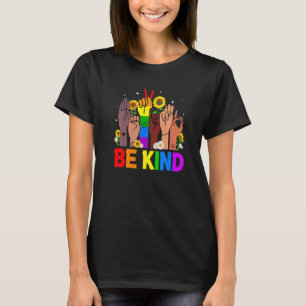 Camiseta Sinal de Linguagem de Sinais Ser Gentil LGBTQ+ Gay