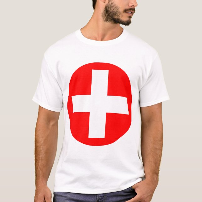 Camiseta Sinal de mais branco com vermelho (Frente)