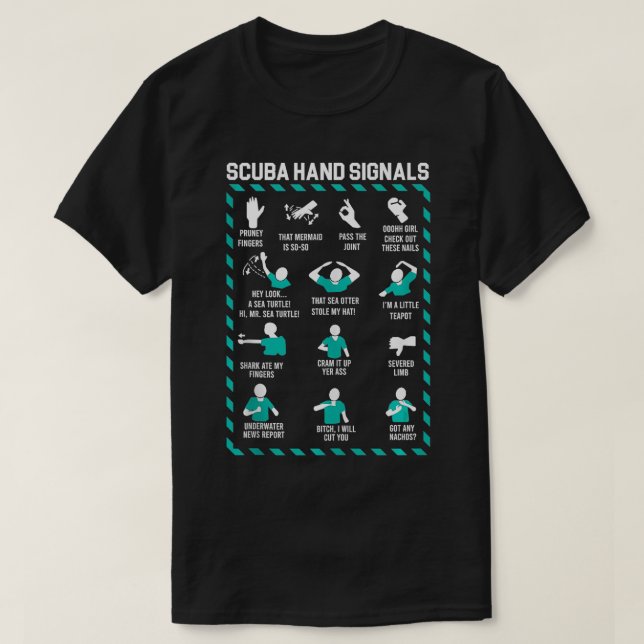 Camiseta Sinal de Mão da Equipe Scuba Diver Sinal de Mão Me (Frente do Design)
