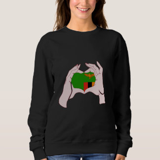 Camiseta Sinal de mão da Zâmbia Coração Bandeira da Zâmbia