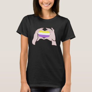 Camiseta Sinal de Mão de Amor Coração Genderfluido Não-Caix