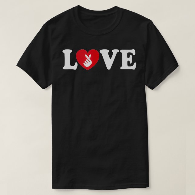 Camiseta Sinal de Mão de Coração de Dedo (Frente do Design)