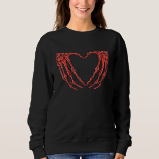 Camiseta Sinal de Mão de Esqueleto Coração Fantasia de Osso