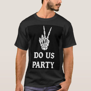 Camiseta Sinal de Mão de Esqueleto em Rock