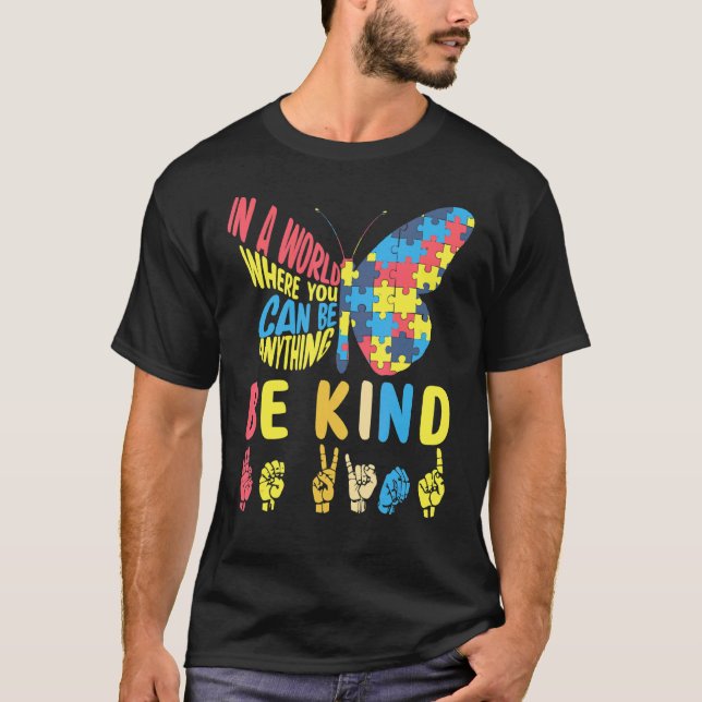 Camiseta Sinal de mão de linguagem de sinais de quebra-cabe (Frente)