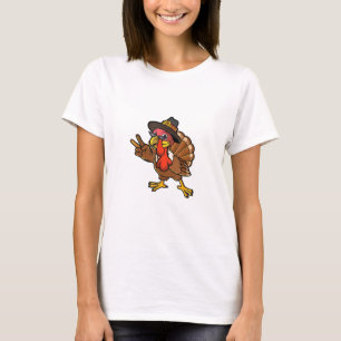 Camiseta Sinal de Mão de Paz Graças à Ação de Graças à Turq