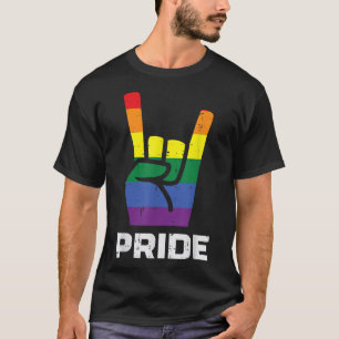 Camiseta Sinal de Mão de Rocha Arco-íris Orgulho Bandeira G
