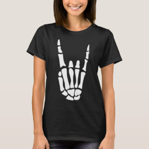 Camiseta Sinal de mão Rock on Skeleton - Halloween minimali