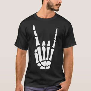 Camiseta Sinal de mão Rock on Skeleton - Halloween minimali
