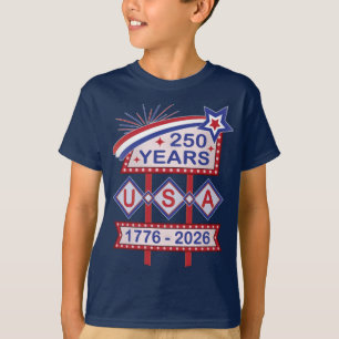 Camiseta Sinal de Marquee do 250º Aniversário Retro EUA 177