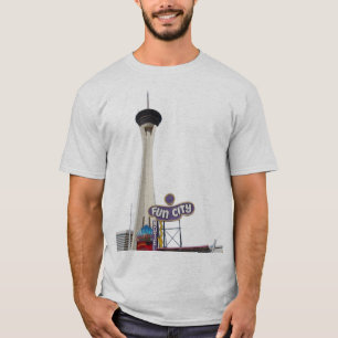 Camiseta Sinal de motel da cidade divertida e torre em Las 