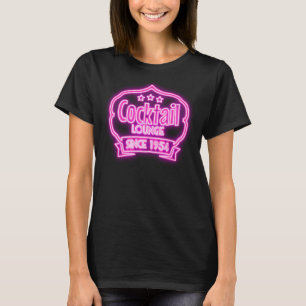 Camiseta Sinal de neon retro na sala de coquetel