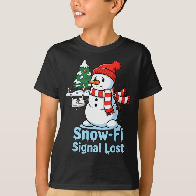 Camiseta Sinal de Neve Engraçado Perdido Boneco de Neve Nat (Frente)