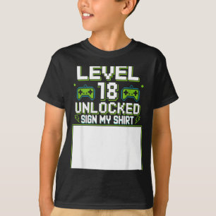 Camiseta Sinal de nível 18 desbloqueado meu aniversário de