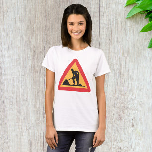 Camiseta Sinal de Obras à Frente Sinal de Zona de Construçã