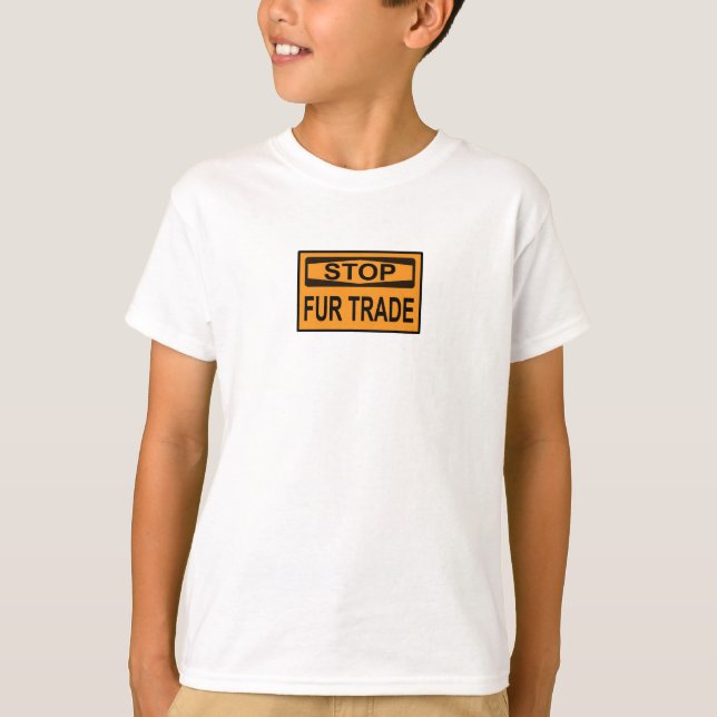 Camiseta Sinal de parar o comércio de peles laranja (Frente)