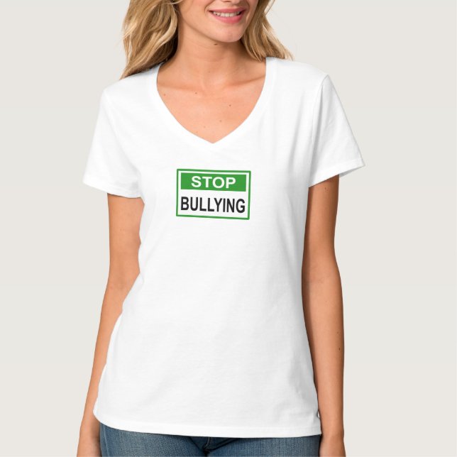 Camiseta Sinal de Pare o Bullying verde (Frente)