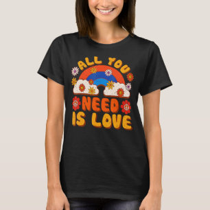 Camiseta Sinal de Paz Amor 1960 década de 1970 Tie Dye Groo