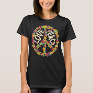 Camiseta Sinal de Paz Amor 1960 década de 1970 Tie Dye Groo