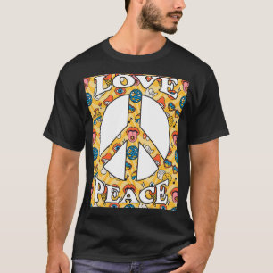 Camiseta Sinal de Paz Amor 60 70 e 80 anos 90 Retro Hippie