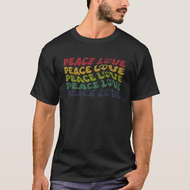 Camiseta Sinal de Paz Amor 60 anos 70 Costume Tie Dye Groov (Frente)