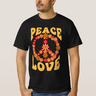 Camiseta Sinal de Paz Amor 60 anos 70 Figurume Groovy Hippi