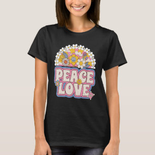 Camiseta Sinal de Paz Amor 60 anos 70 Figurume Groovy Hippi