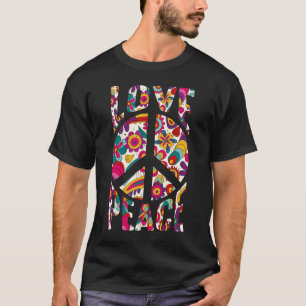 Camiseta SINAL DE PAZ AMOR 60s 70s Tie Die Fantasia de Hipp